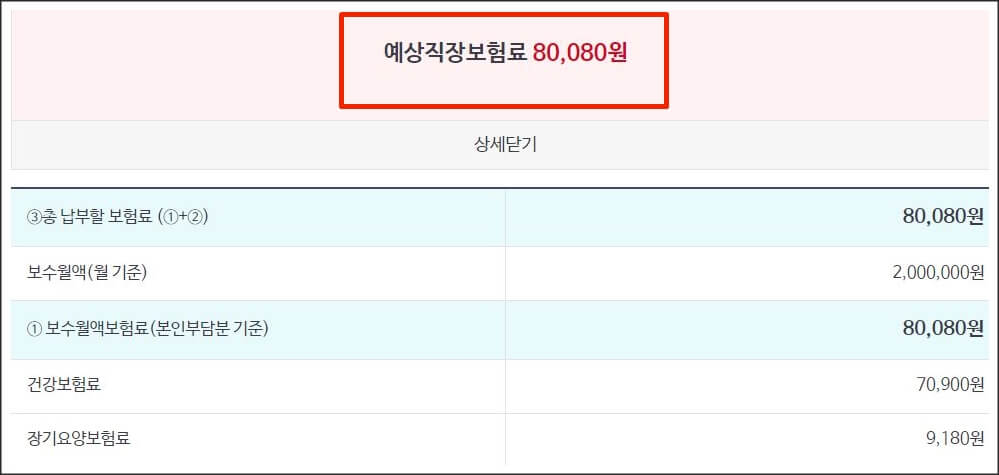 예상직장보험료