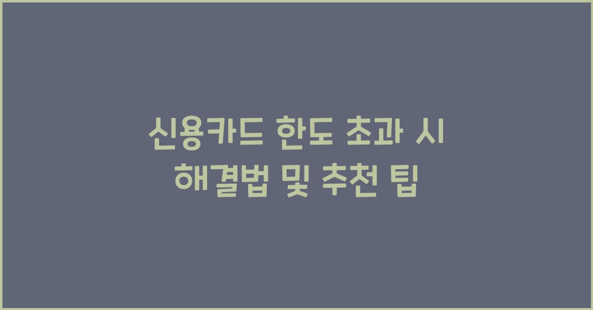 신용카드 한도 초과 시 해결법
