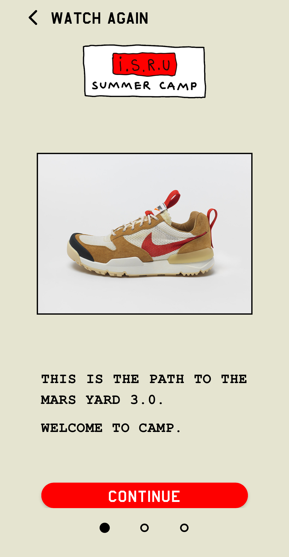 ISRU app interface showing point system and leaderboard for Mars Yard 3.0 sneaker purchase qualification