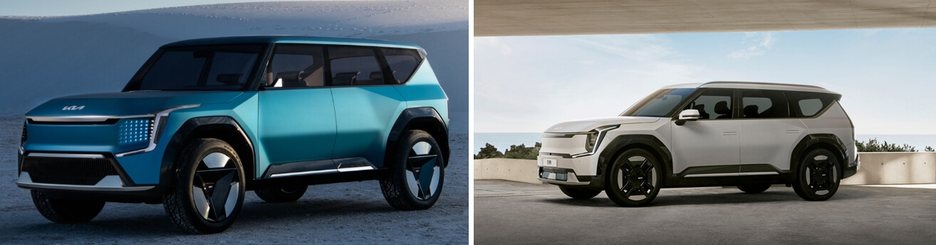 (왼)컨셉카-(우)EV9