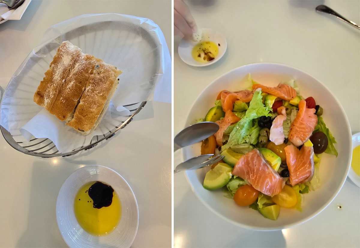 식전 빵 & 연어 아보카도 샐러드