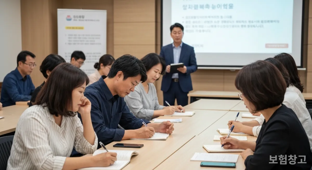 국민연금 노후 설계 세미나에 참석한 한국인들