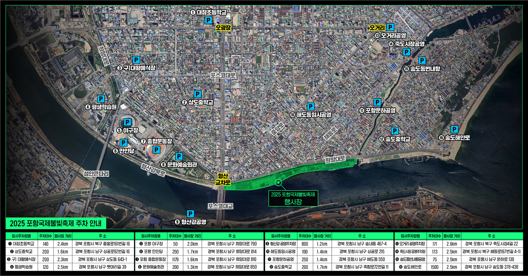 포항불꽃축제 주차장정보1