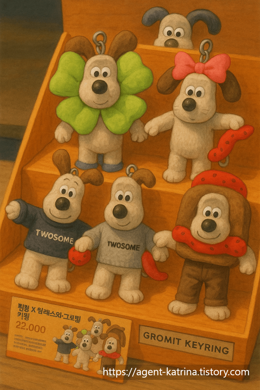 ChatGPT 지브리풍 투썸 그로밋 키링