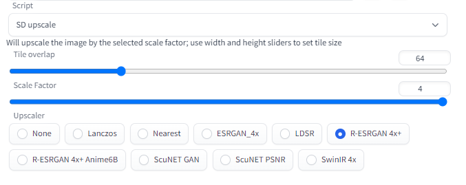 SD upscale 설정 예