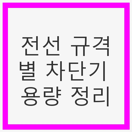 전선과 차단기의 중요성