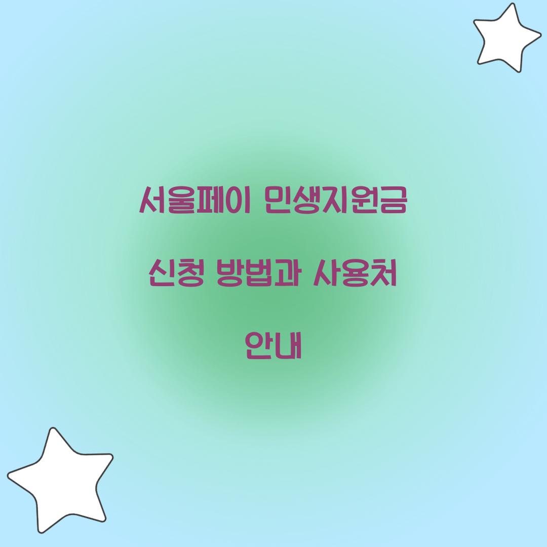 서울페이 민생지원금