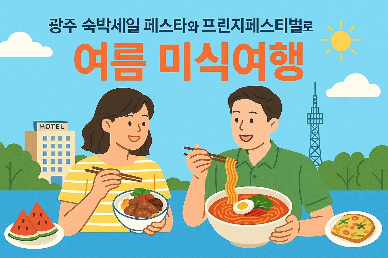 광주 거리예술축제 현장과 전통 한식 맛집의 여름 풍경