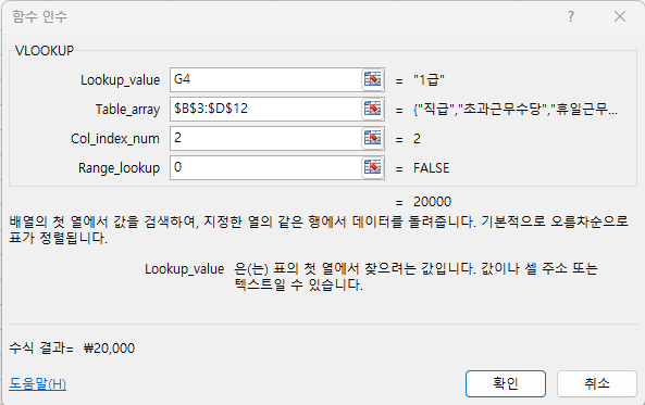 VLOOKUP함수 사용법