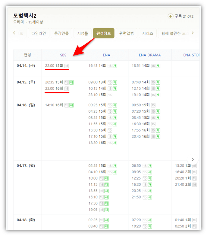 모범택시2 마지막회 편성표 방송시간 편성정보