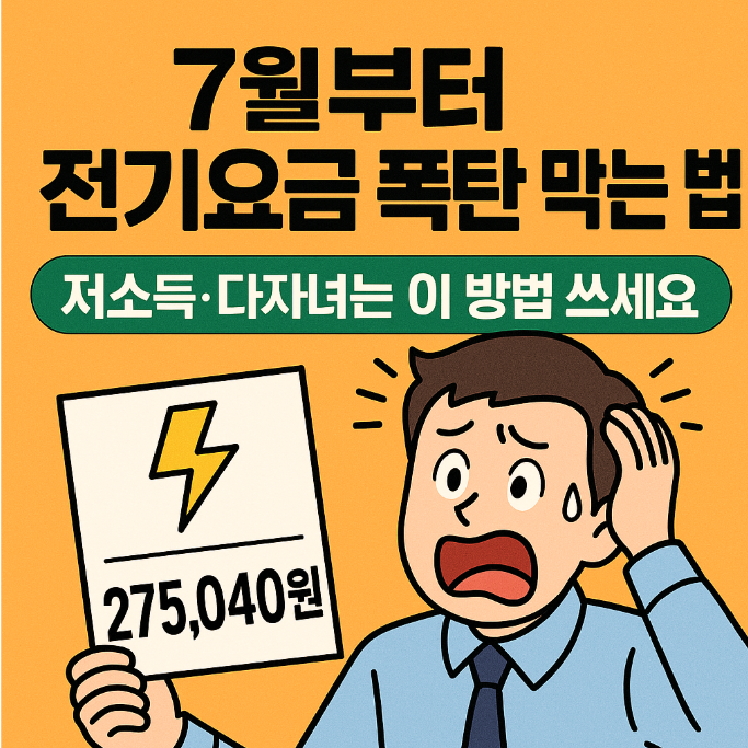 7월부터 전기요금 폭탄 막는 법 – 저소득·다자녀는 이 방법 쓰세요!