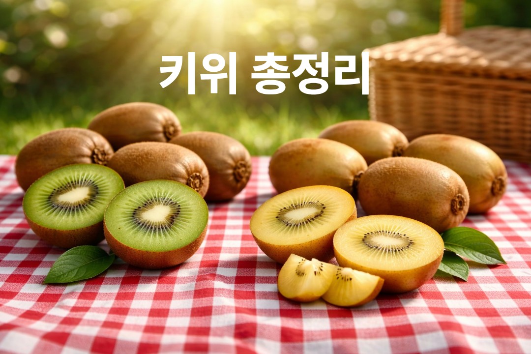 그린키위와 골드키위를 함께 보여주는 키위 총정리 허브글 대표 이미지