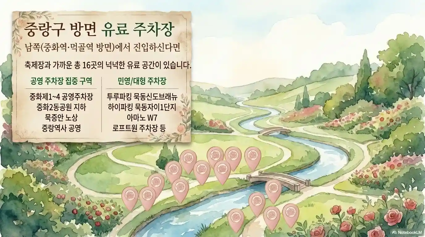중랑 장미축제 주차장 중랑구 방면