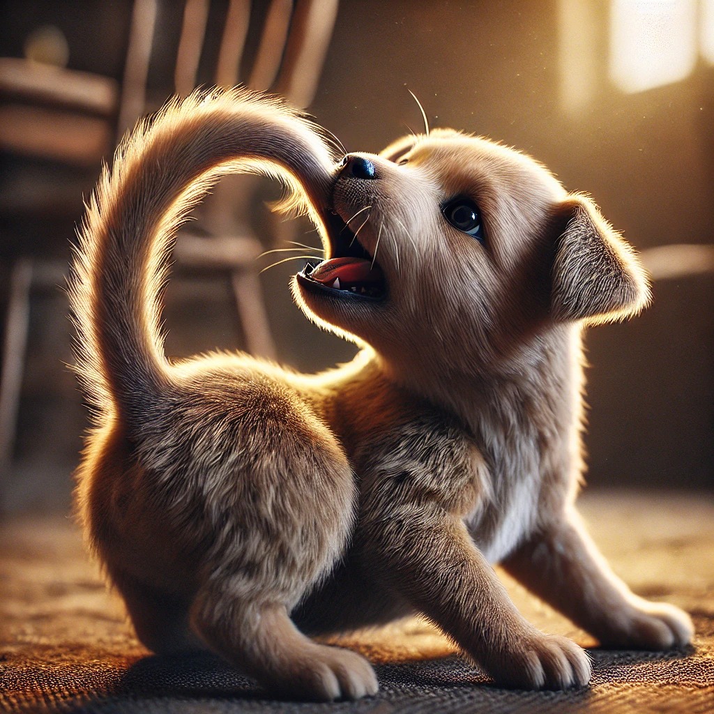 강아지 꼬리물기