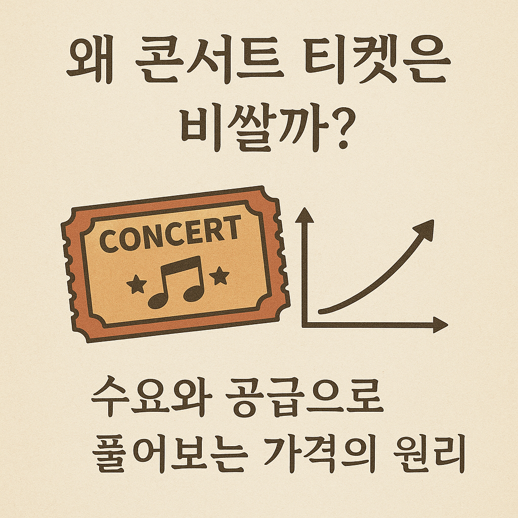 콘서트 티켓이 비싼 이유를 수요와 공급으로 풀어보자는 이미지