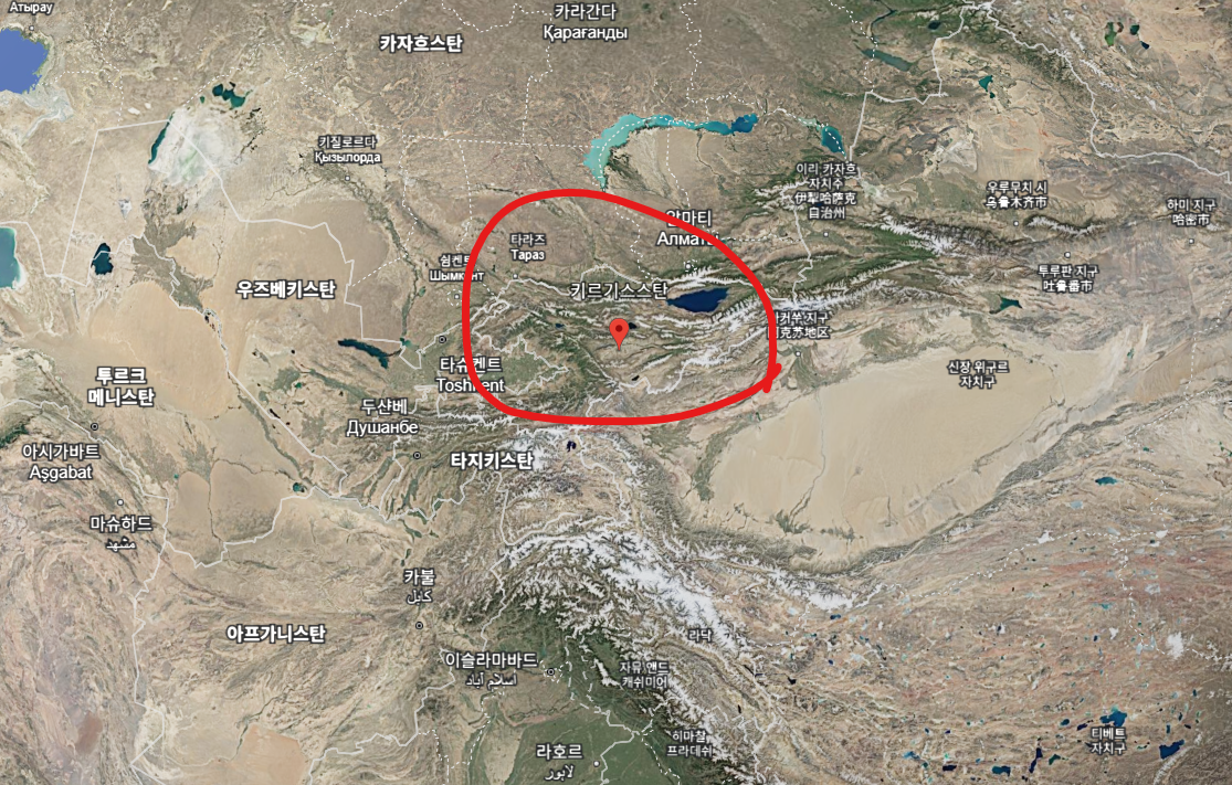 키르기스스탄 지도 이미지