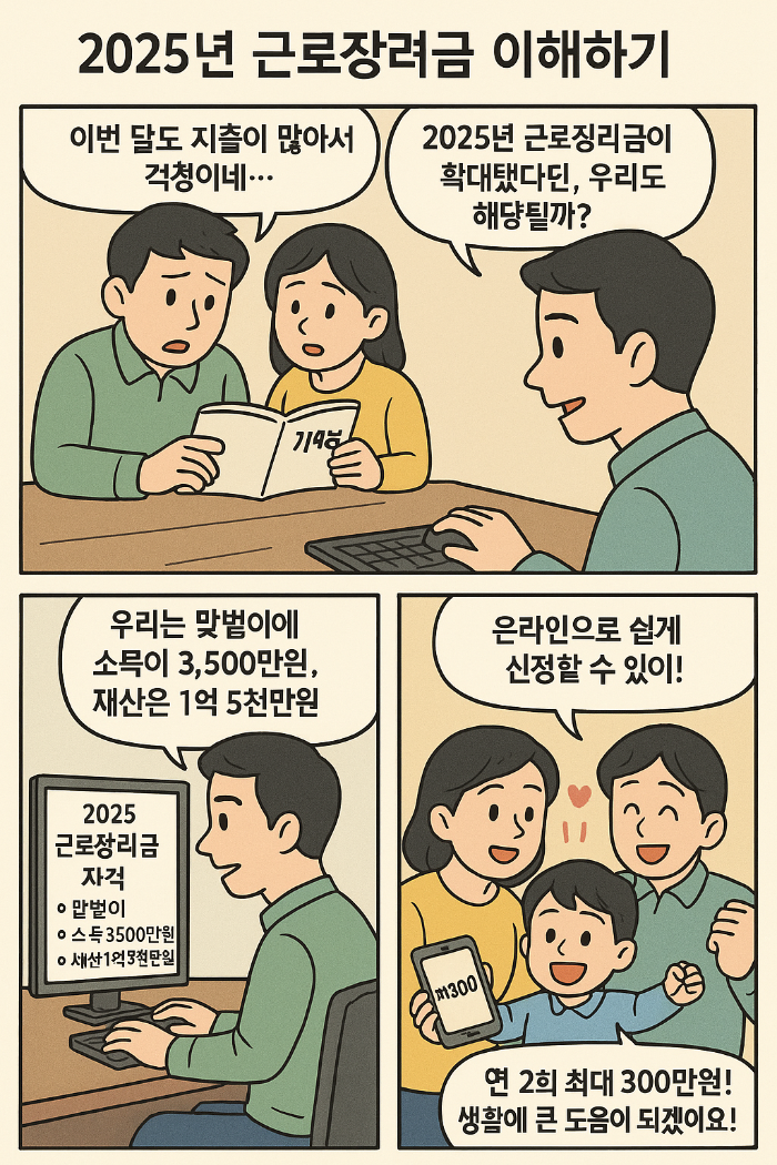 2025 근로장려금 이해하기 4컷 만화