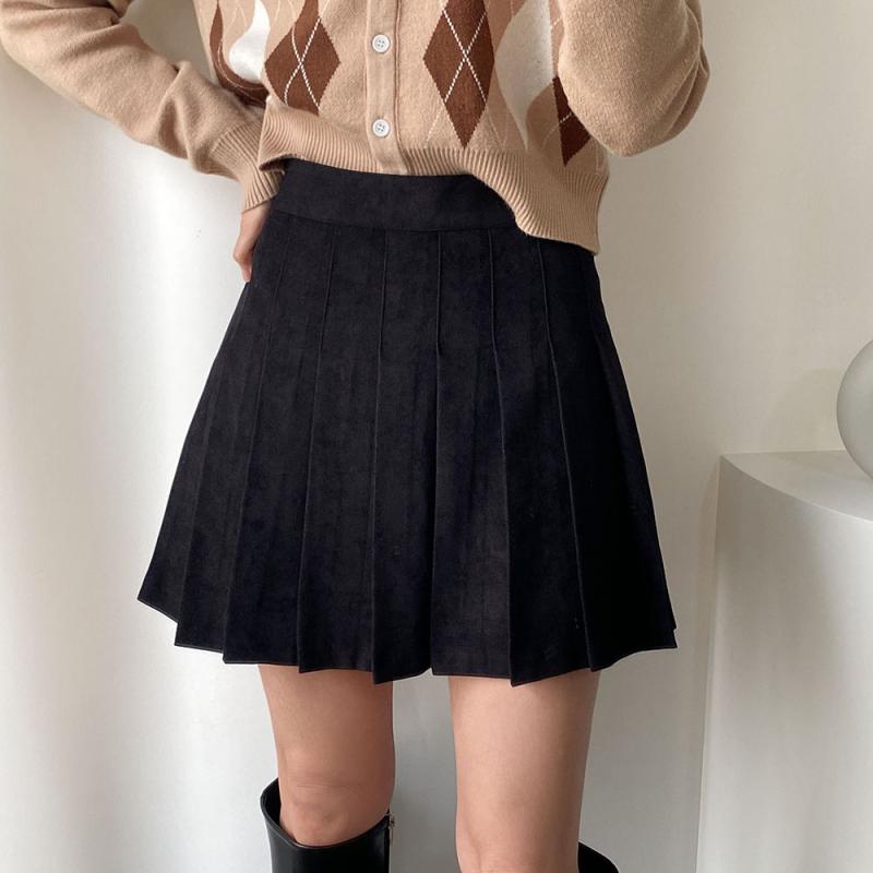 톡톡 면 주름 플리츠 치마바지 겨울 미니 스커트