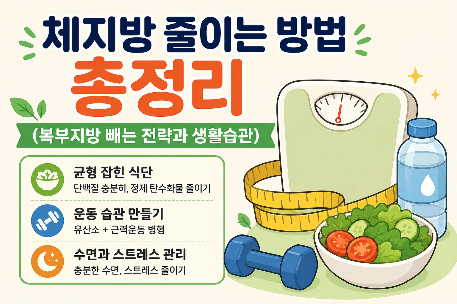 체지방 줄이는 방법 총정리 (복부지방 빼는 전략과 생활습관) -사진-