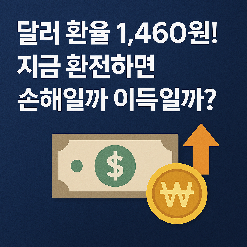 달러 환율 1,460원 돌파를 배경으로 환전 타이밍을 질문하는 재테크 썸네일 이미지