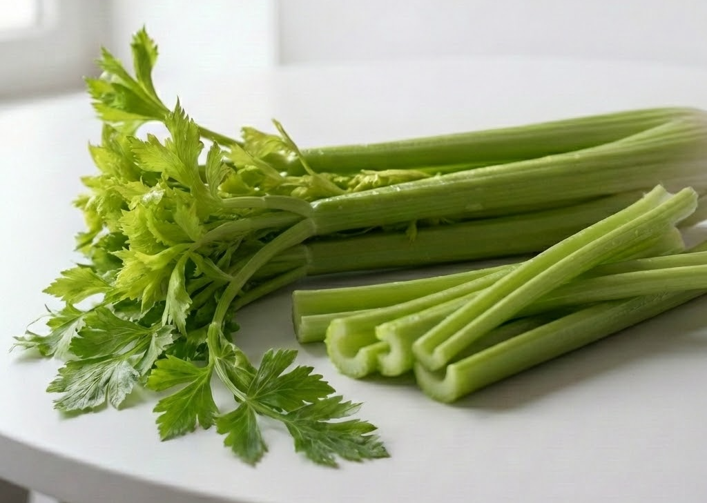 비타민과 칼륨이 풍부한 '수분 폭탄', 단단하고 속이 꽉 찬 신선한 샐러리