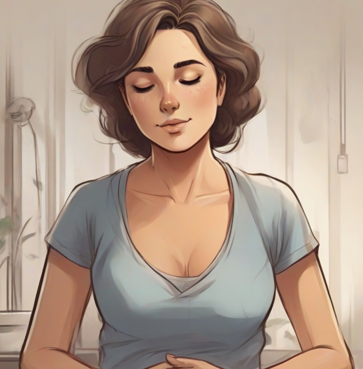 448 호흡법 중인 여성