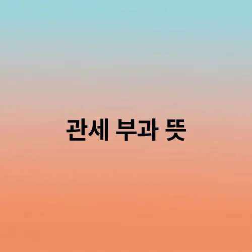 관세 부과 뜻
