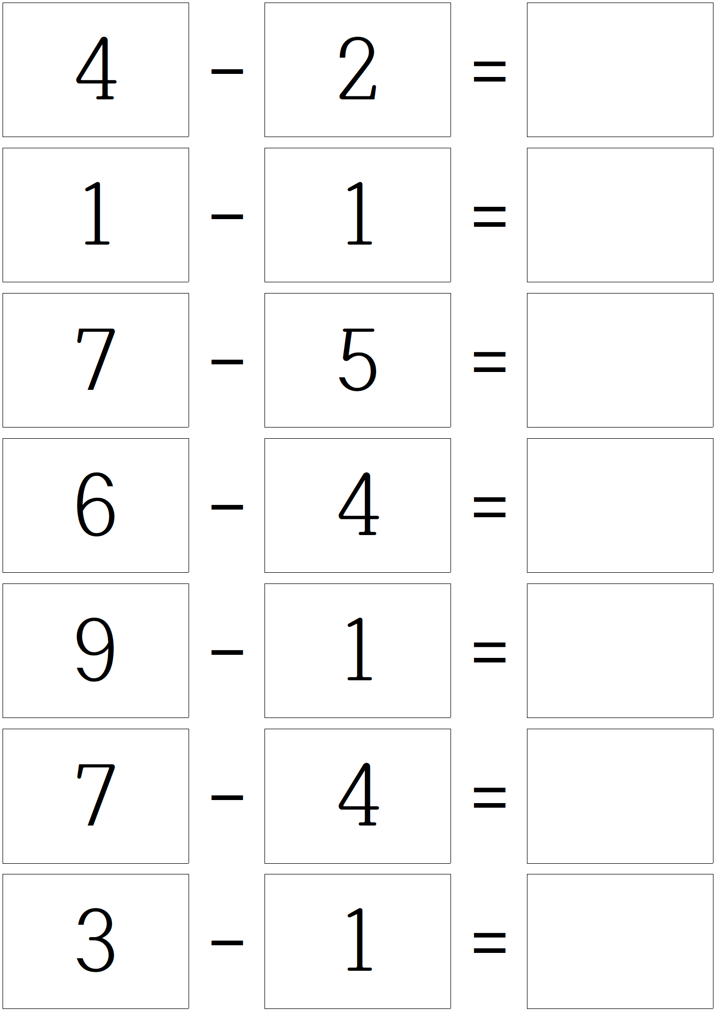 한자릿 수 뺄셈 문제 풀기