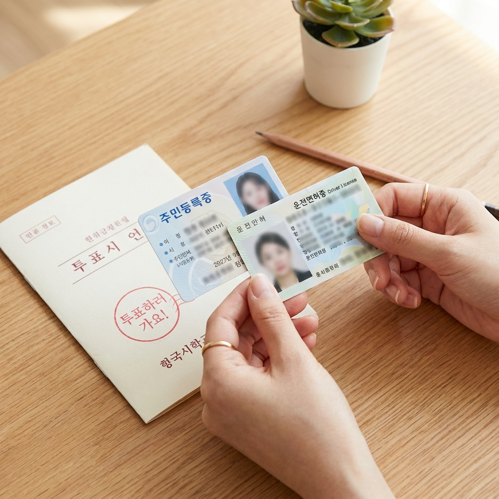 선거일 투표소 방문 시 반드시 지참해야 할 신분증과 투표 안내문