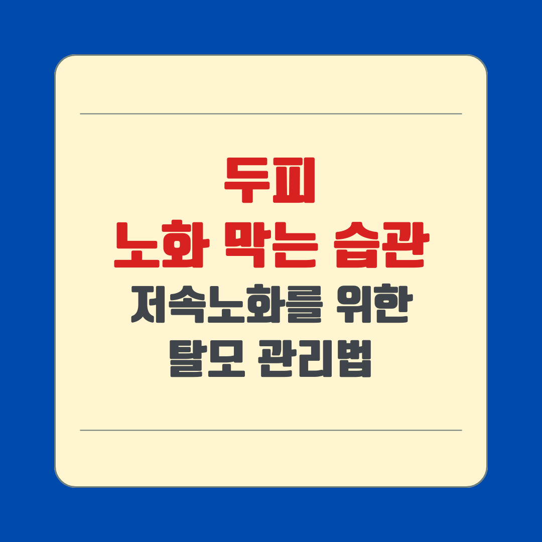 두피 노화 막는 습관｜저속노화를 위한 탈모 관리법
