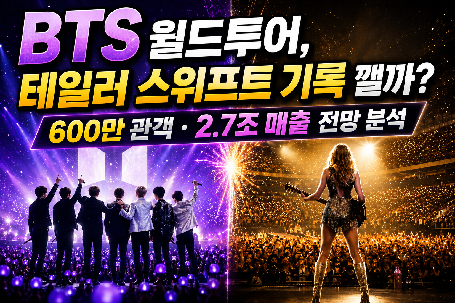 BTS 월드투어, 테일러 스위프트 기록 깰까? 600만 관객·2.7조 매출 전망 분석 관련 사진