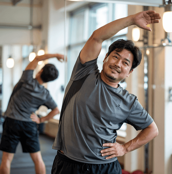 스트레칭을 하고 있는 30대 남성