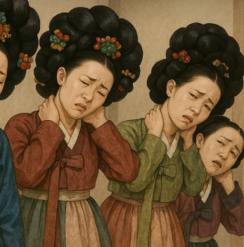 조선시대 가채의 목 디스크 영향 관련 사진