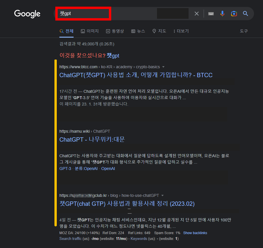 검색에서 티스토리나 네이버만 보기