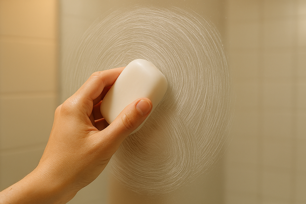 화장실 거울 김 서림 방지하는 '비누'의 마법