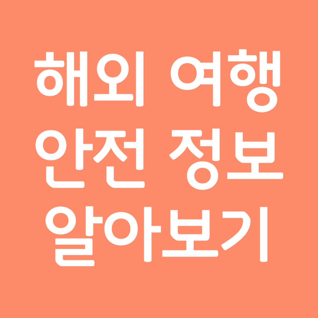 해외 여행 안전 정보 알아보기