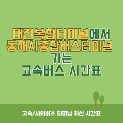 대전복합터미널에서 동해시종합버스터미널 가는 고속버스 시간표 최신정보