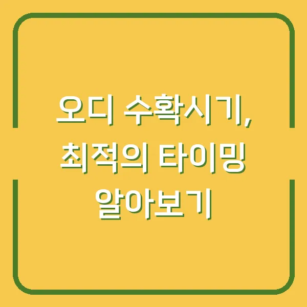 오디 수확시기, 최적의 타이밍 알아보기