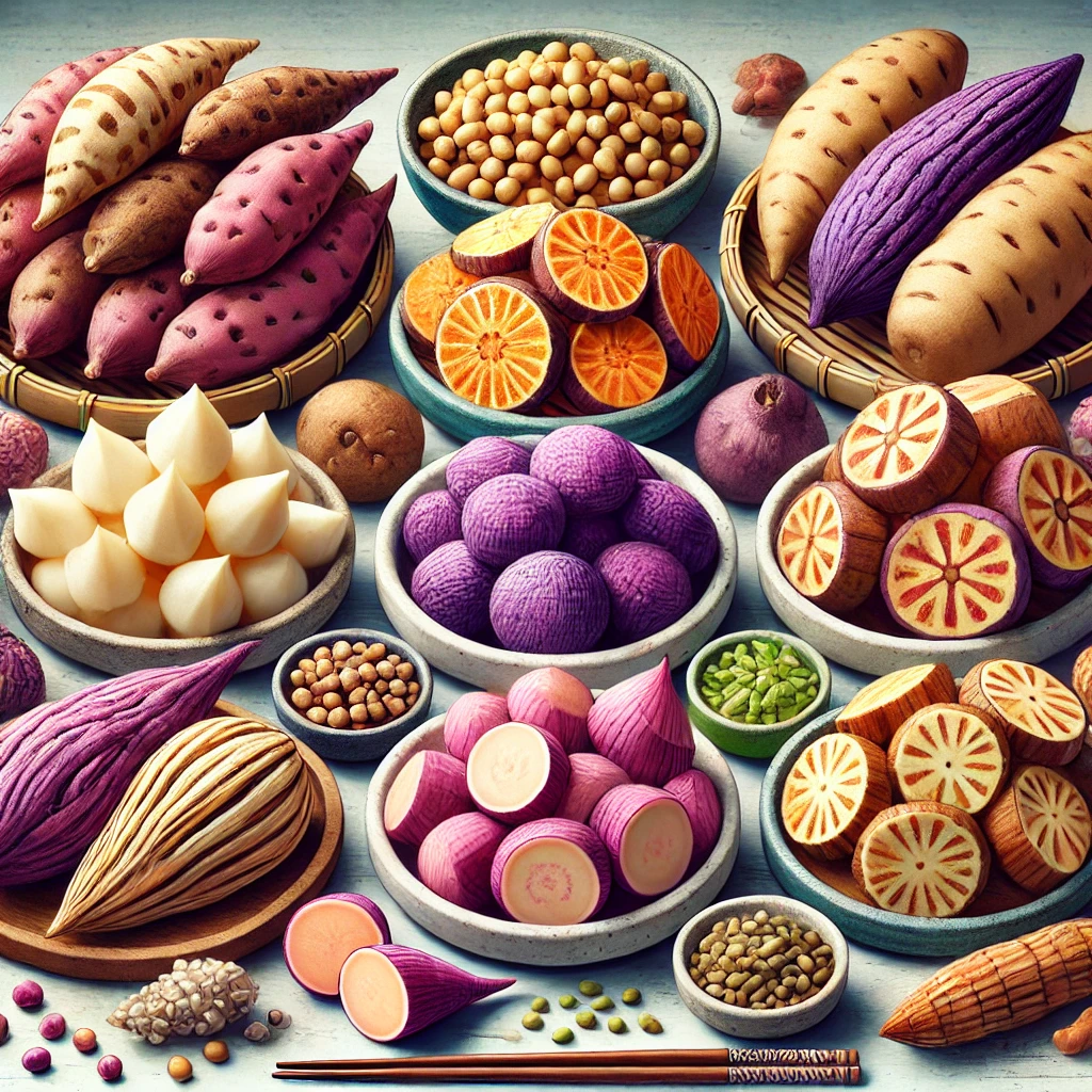 야키이모에 사용되는 다양한 고구마