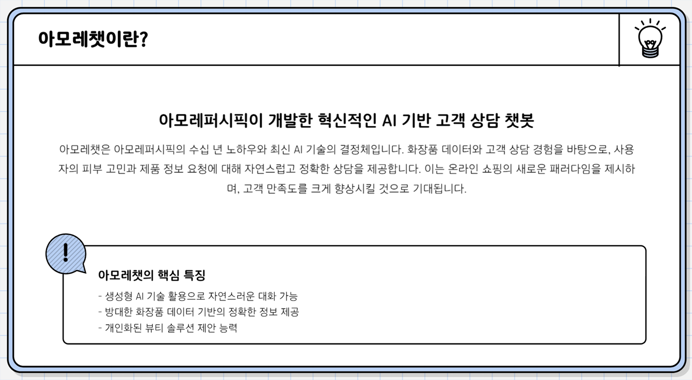 아모레퍼시픽, 생성형 AI 챗봇 '아모레챗' 출시! 뷰티 상담과 제품 추천까지 한 번에