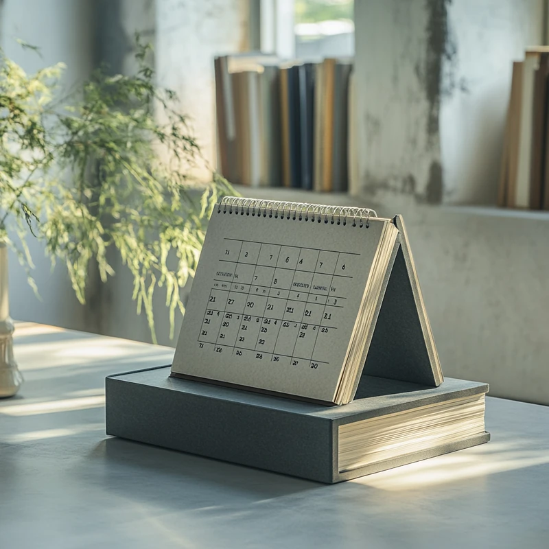 미니멀한 홈 오피스에 놓인 데스크 캘린더의 클로즈업 장면, 2025 세제 개편 날짜가 눈에 띄게 표시되어 있습니다. 계획과 기대감을 느낌 있는 자연광이 부드러운 그림자를 드리운 순간을 담고 있으며, ETF 관세 고려사항과 관련된 맥락입니다. 관련 키워드로는 세제 개편, 일정 관리, 홈 오피스가 포함됩니다.