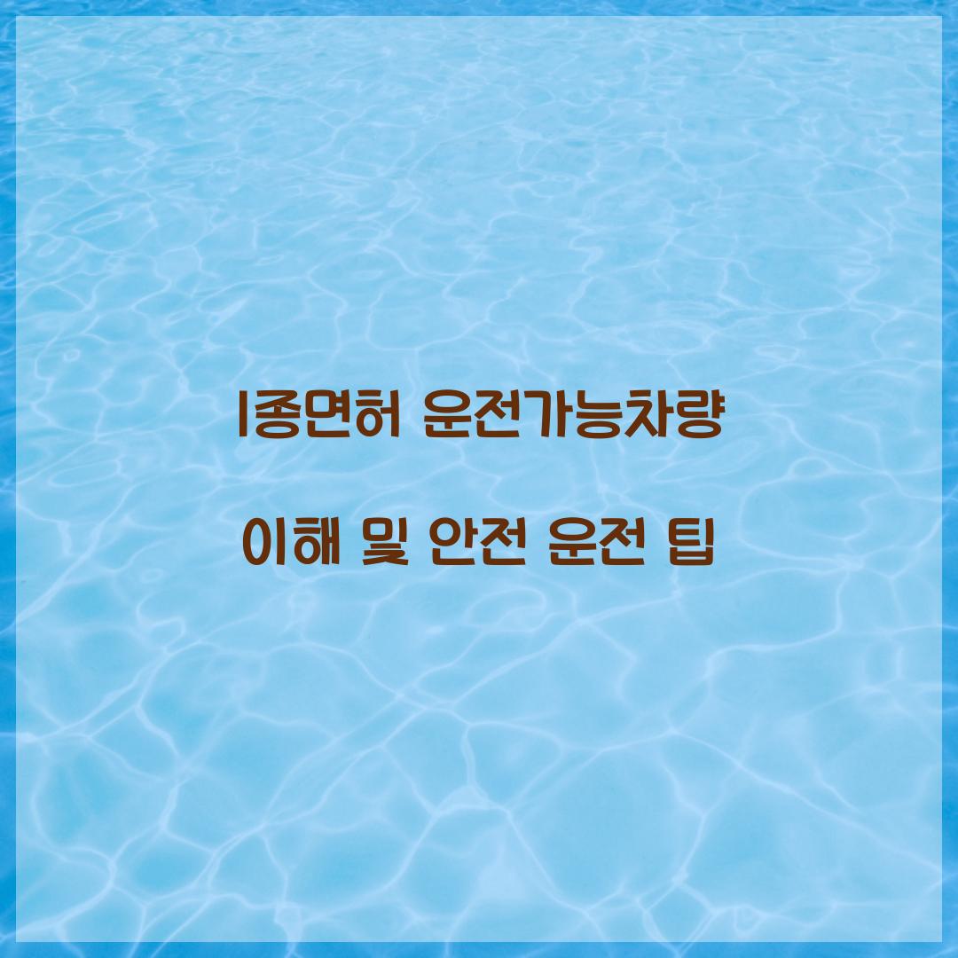 1종면허 운전가능차량