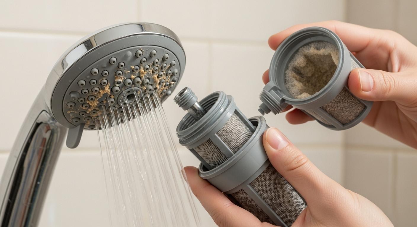 약한 수압 샤워기 필터 문제 해결