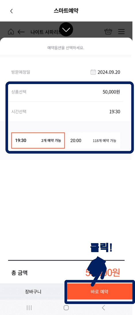 여섯 번째, 에버랜드 나이트 사파리 모바일 예약 방법