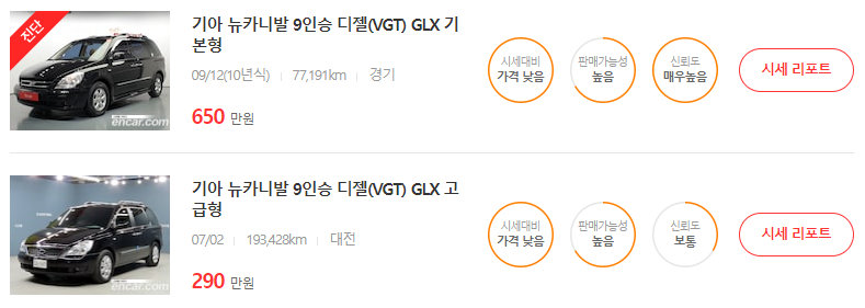 500만원이하 중고차 시세표