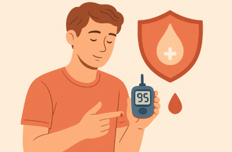 혈당 조절 체크하는 모습