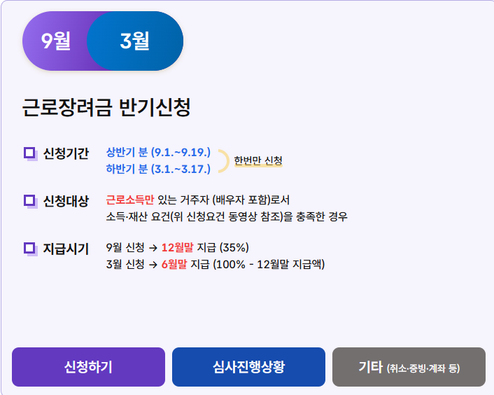 자녀장려금 신청기간 반기