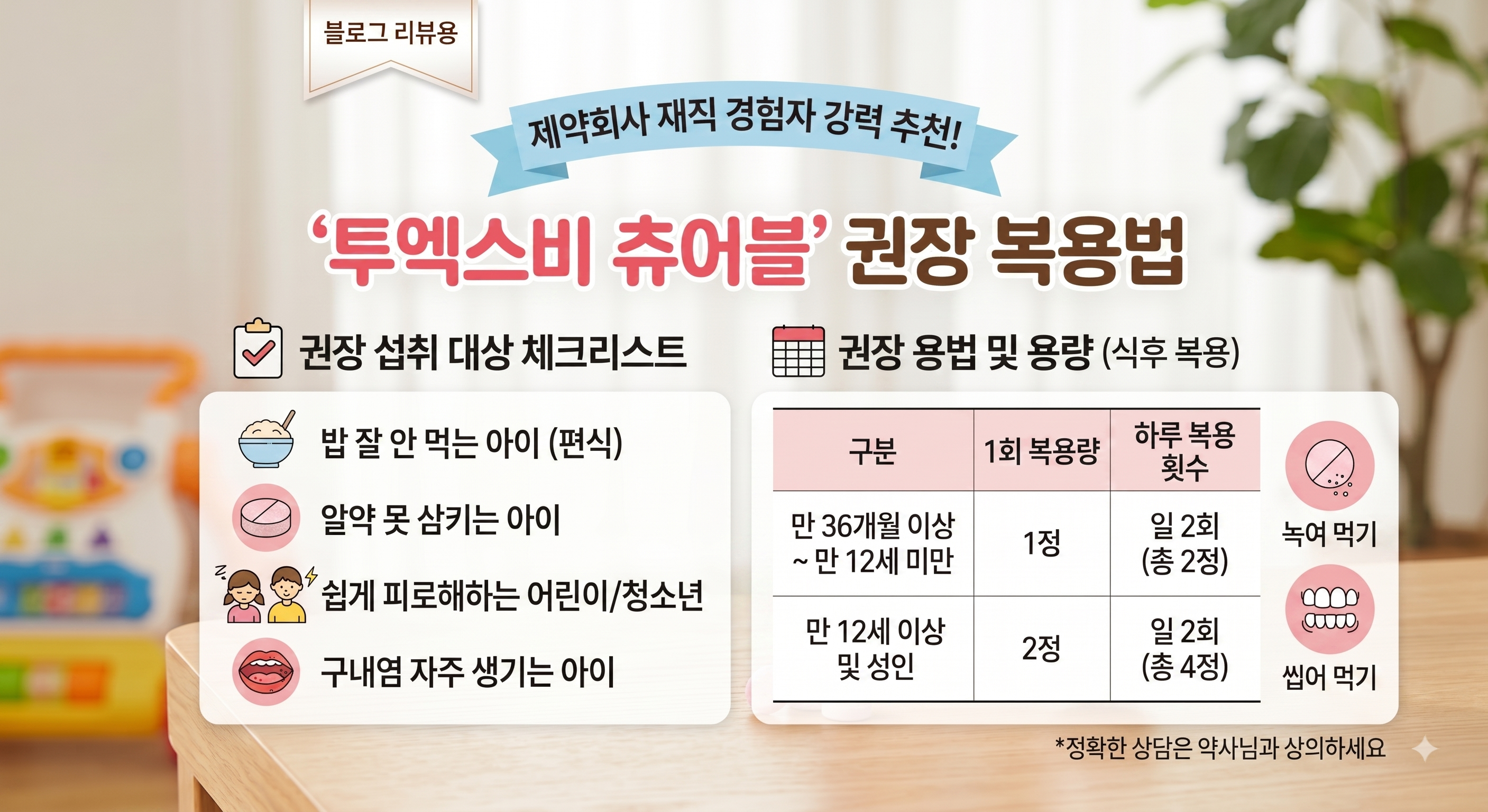 권장 섭취 대상 및 복용 방법