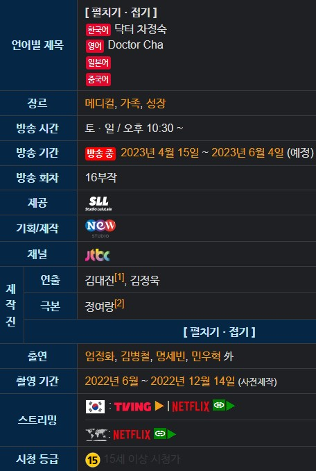 닥터 차정숙 몇부작 기본정보 