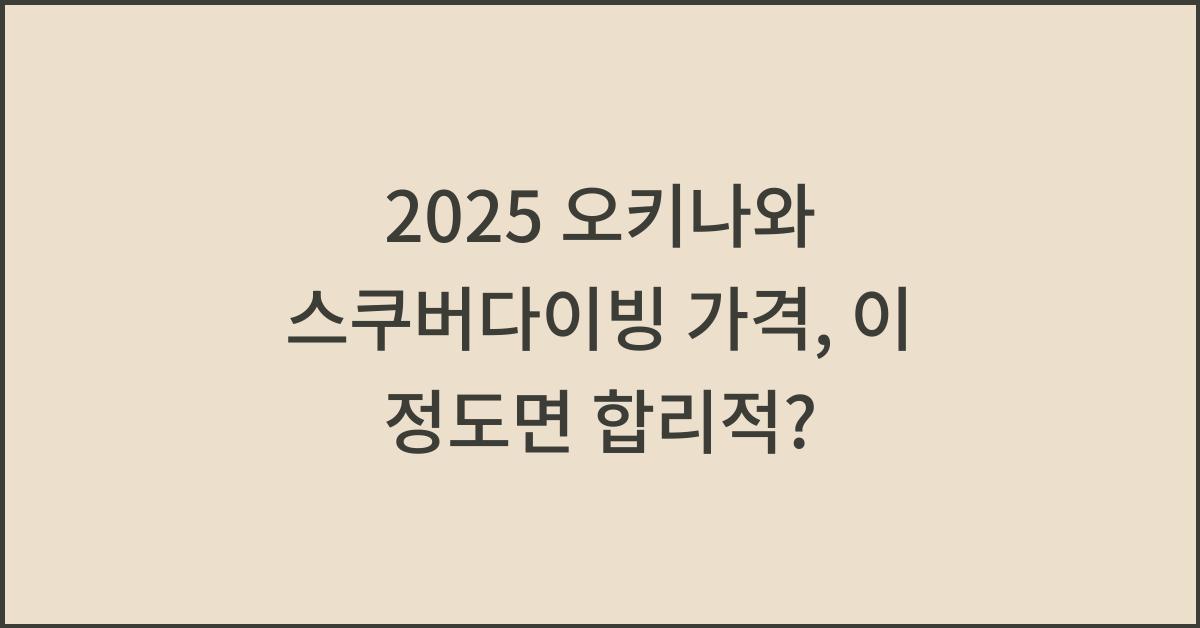 2025 오키나와 스쿠버다이빙 가격